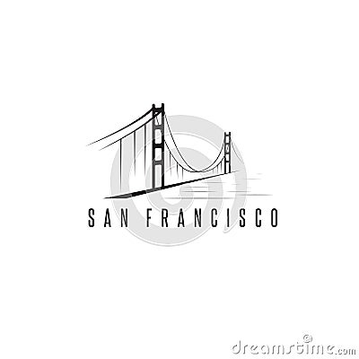 San francisco golden gate bridge vector design template Vector Illustration