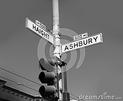 San Francisco Haight Ashbury street sign junction California Stock Photo