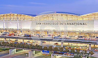 San Francisco International Airport at twilight Stock Photo