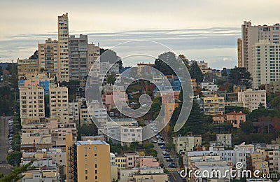 San Francisco and Lombard Street Stock Photo