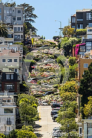 San Francisco Lombard Street 8 Hairpin Turns Editorial Stock Photo
