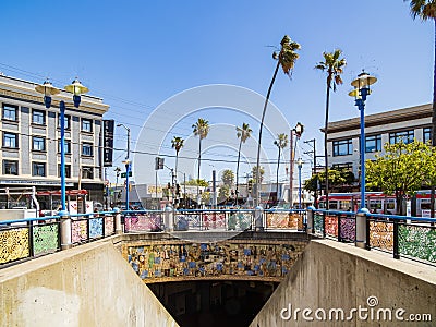 Sunny view of a metro subway exit Editorial Stock Photo