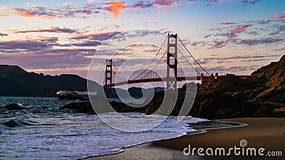 San Francisco Perfect Sunset over Golden Gate Bridge Stock Photo