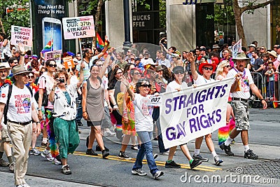 San Francisco Pride Parade Straights for Gay Rights Group Editorial Stock Photo