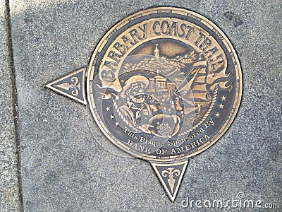 San Francisco`s Barbary Coast Trail Medallion, 5. Editorial Stock Photo