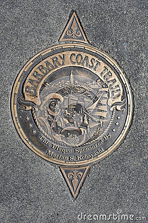 San Francisco`s Barbary Coast Trail Medallion 17 Editorial Stock Photo