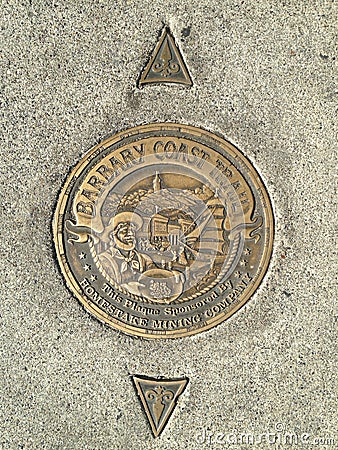 San Francisco`s Barbary Coast Trail Medallion, 6. Stock Photo