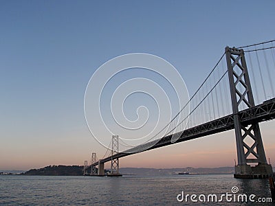 San Francisco side of Bay Bridge at dusk Stock Photo