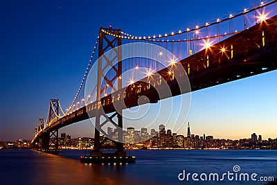 San Francisco skyline and Bay Bridge Stock Photo