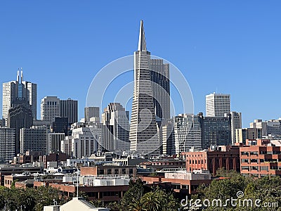 San Francisco Skyline facing West Embarcadero Editorial Stock Photo