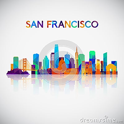 San Francisco skyline silhouette in colorful geometric style. Vector Illustration