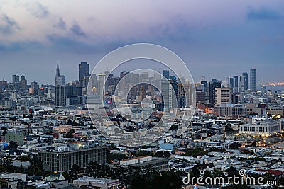 San Francisco Skyline at Sunset Editorial Stock Photo
