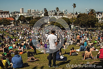 San Francisco summer afternoon people enjoying the day Editorial Stock Photo