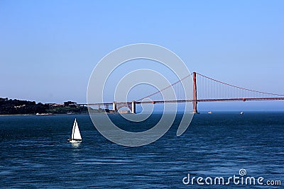 San Francisco, USA, Golden Gate Bridge with sailing boats Stock Photo