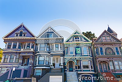 San Francisco Victorian houses in Haight Ashbury California Stock Photo