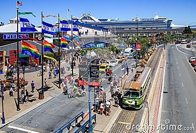 San Francisco Waterfront Busy Pier 39 Editorial Stock Photo