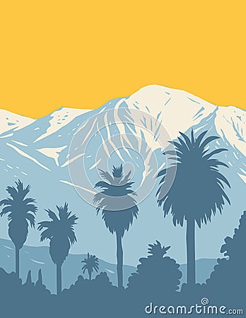 The San Gabriel Mountains National Monument Located in Angeles and San Bernardino National Forest California WPA Poster Art Vector Illustration