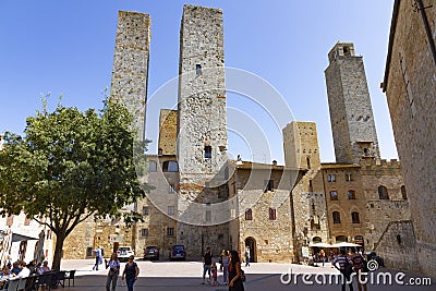 Famous towers in charming San Gimignano Editorial Stock Photo