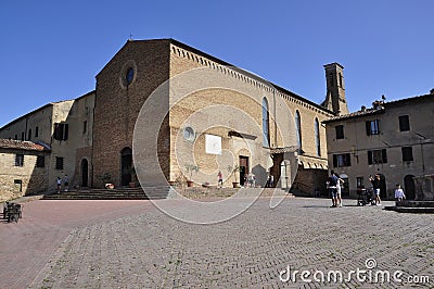 San Gimignano, 25th august: Chiesa Sant` Agostino Church in the Medieval San Gimignano hilltop town. Tuscany region. Italy Editorial Stock Photo
