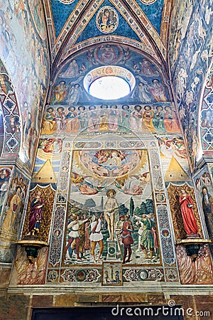 San Gimignano. Tuscany. Italy. The interior of the Collegiata di Santa Maria Assunta. Duomo Cathedral Editorial Stock Photo