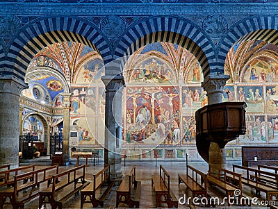 San Gimignano. Tuscany. Italy. The interior of the Collegiata di Santa Maria Assunta. Duomo Cathedral Editorial Stock Photo