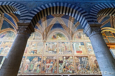 San Gimignano. Tuscany. Italy. The interior of the Collegiata di Santa Maria Assunta. Duomo Cathedral Editorial Stock Photo