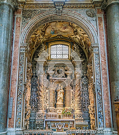 Side altar by Antonello Gagini in the Church of San Giuseppe dei Teatini in Palermo. Sicily, southern Italy. Stock Photo
