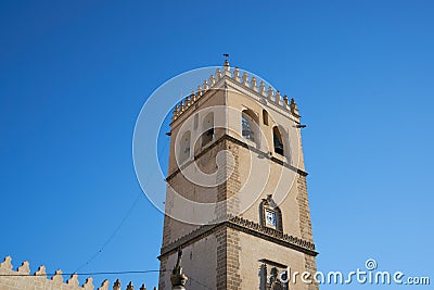 San Juan Batista church cathedral tower in Badajoz, Spain Stock Photo