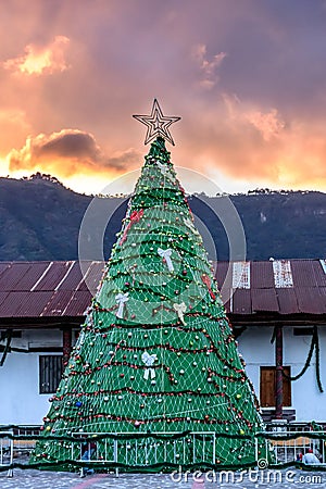 Christmas tree at sunset, Lake Atitlan, Guatemala Editorial Stock Photo