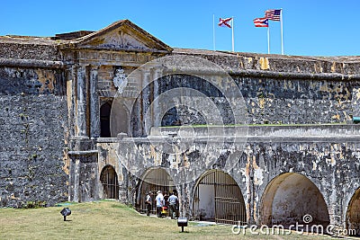 San Juan, Puerto Rico - April 02 2014: View from the front of Castillo San Felipe del Morro Editorial Stock Photo