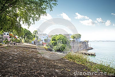 San Juan, Puerto Rico coast at Paseo de la Princesa Editorial Stock Photo