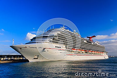 Carnival Vista cruise ship docked in San Juan, Puerto Rico Editorial Stock Photo