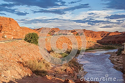 San Juan River running through Mexican Hat Town Utah USA Stock Photo