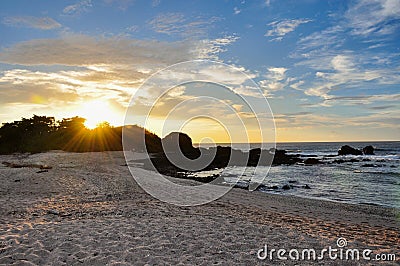 San Juanillo beach on both sides, Nicoya Peninsula, Costa Rica Stock Photo