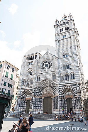 San Lorenzo Cathedral , in Genoa Editorial Stock Photo