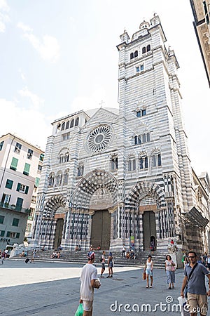 San Lorenzo Cathedral , in Genoa Editorial Stock Photo