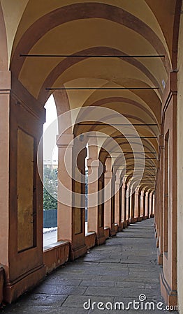 San Luca arcade is the longest porch in the world Stock Photo