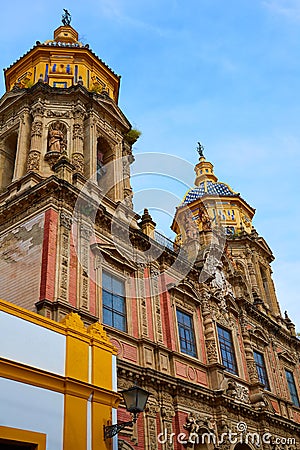 San Luis church facade in Seville of Spain Stock Photo