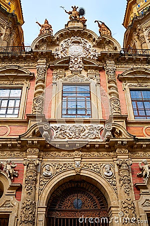 San Luis church facade in Seville of Spain Stock Photo