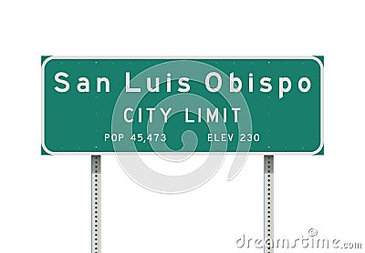 San Luis Obispo City Limit road sign Cartoon Illustration