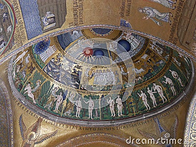 Venice - Mosaic in San Marco church cathedral Editorial Stock Photo