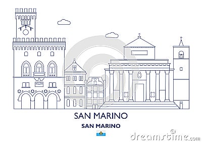 San Marino City Skyline Vector Illustration