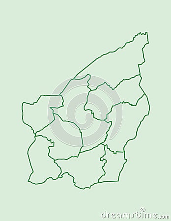 San Marino map with municipalities using green lines on light background vector Vector Illustration
