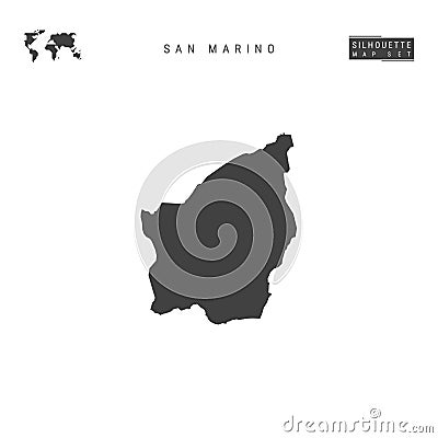 San Marino Vector Map Isolated on White Background. High-Detailed Black Silhouette Map of San Marino Vector Illustration