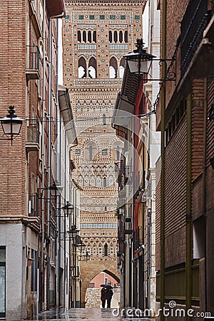 San Martin tower. Mudejar art. Teruel heritage. Historical town. Editorial Stock Photo