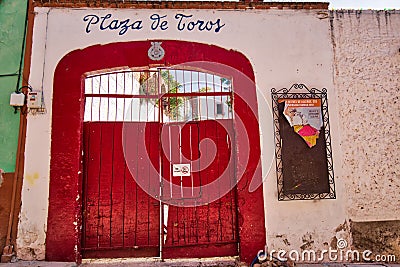 San Miguel de Allende, Mexico-3 December, 2018: Plaza de Toros in San Miguel de Allende, a famous bullfighting arena and tourist Editorial Stock Photo