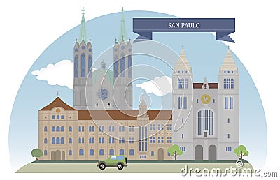 San Paulo, Brazil Vector Illustration