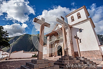 San Pedro Apostol Church in Andahuaylillas, Cusco Editorial Stock Photo