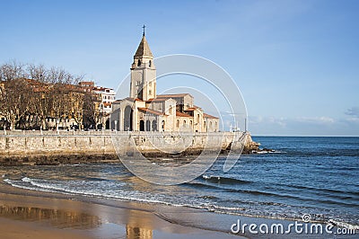 San Pedro church, in GijÃ³n promenade Stock Photo