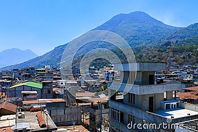 San Pedro de la Laguna village and volcano views from the hotel Editorial Stock Photo